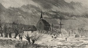 オーストリア-ハンガリーの壊滅的な洪水：1883年1月20日の「グラフィック」より、ドナウ川により最近浸水したラーブの眺め 作： English School